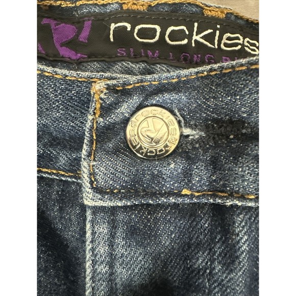 Vintage Rockies Jeans Womens 9/10 Long Dark Wash Western Studded Slim - Picture 7 of 14